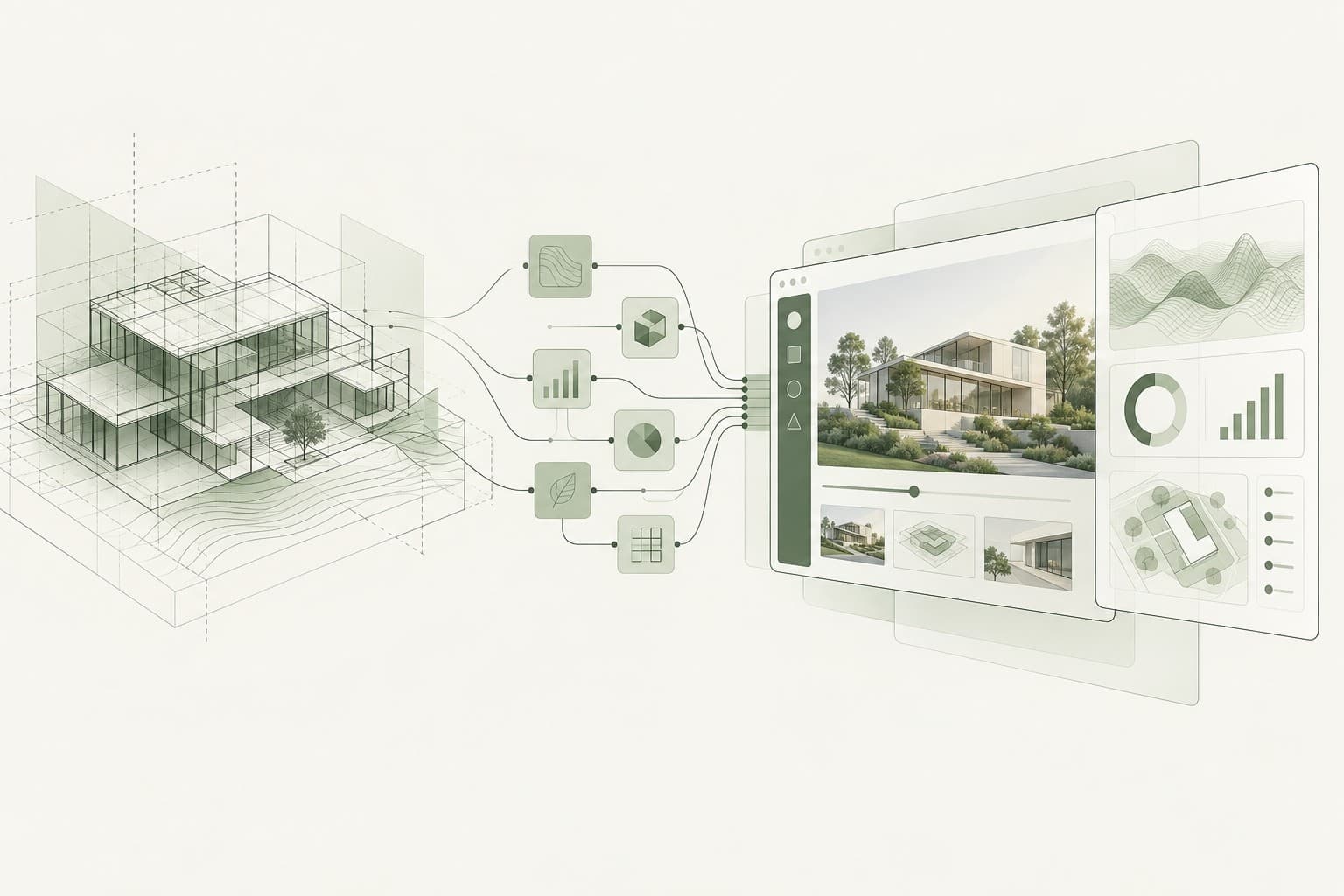 Architectural pavilion explored through plan, section and axonometric drawings